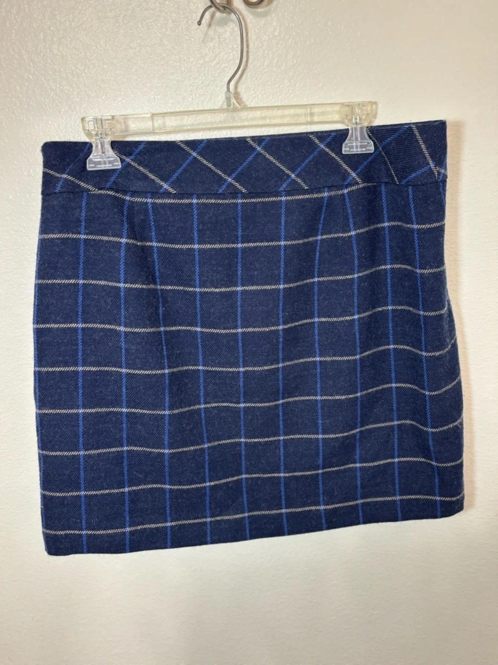LOFT Navy Plaid tailored chic vintage Mini Skirt size 10 - Picture 3 of 6